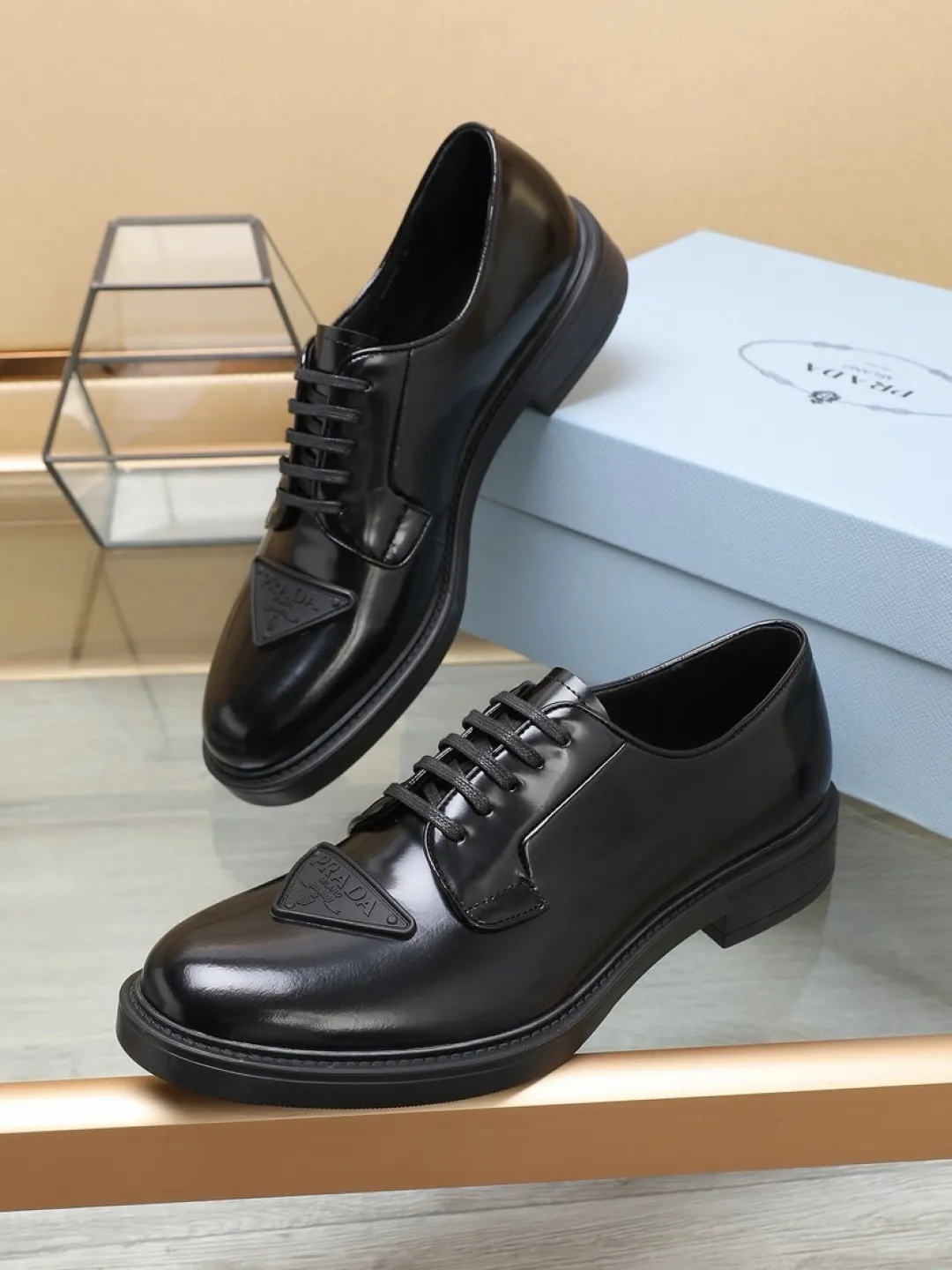 P640💰🔥《PRADA》👏Latest • High-end top brand luxury ~ purchasing agency, top quality. New fashionable business men's shoes🔜The uppers are made of original open-edge beaded cowhide➕cowhide·lining, with fine workmanship. The original stylish and soft combination wear-resistant and non-slip outsole is light and comfortable on the feet. The real thing looks better in real life. Size: 38/45